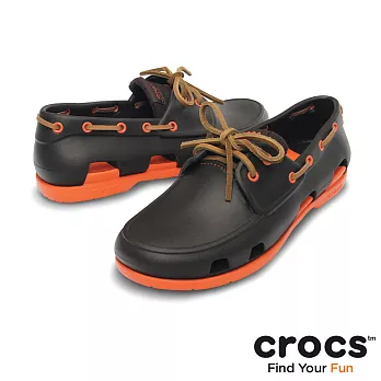 Crocs - 男款 - 男士海灘帆船鞋 -41.5深咖啡/桔色