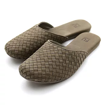 Fuhaus - Humphry Leather Slippers 男用編織皮革室內拖鞋 (深卡其)9深卡其