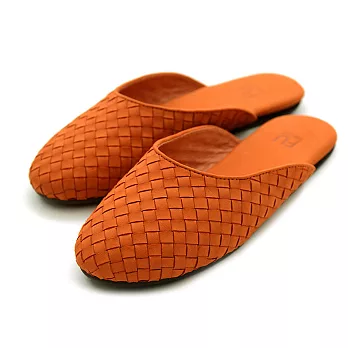 Fuhaus - Audrey Leather Slippers女用編織皮革室內拖鞋 *加大尺碼 (橘色)8橘色