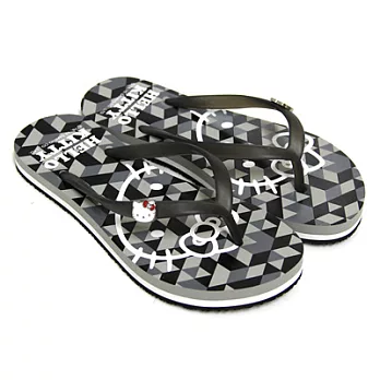 HELLO KITTY 繽紛幾何圖形凱蒂貓夾腳拖鞋36黑色