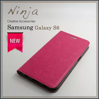 【東京御用Ninja】SAMSUNG GALAXY S6經典瘋馬紋保護皮套（桃紅色）