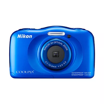 Nikon CoolPix S33 防水相機+專用電池+清潔組+保護貼+小腳架+讀卡機-藍色