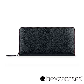 Beyzacases Frances Wallet 真皮拉鍊手機雙用長夾-尊爵黑(BZ03225)