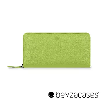Beyzacases Frances Wallet 真皮拉鍊手機雙用長夾-蘋果綠(BZ03256)