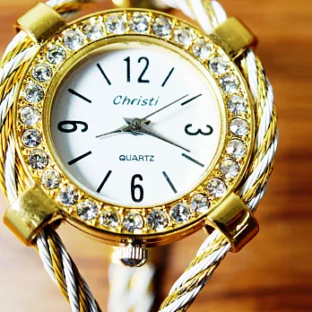 【Christi】都會名媛 優雅系鋼索設計手環錶(白金鋼索)