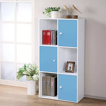 《Homelike》現代風六格三門置物櫃(三色)粉藍色
