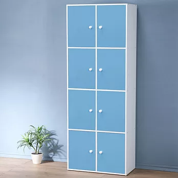 《Homelike》現代風四層八門置物櫃(三色)粉藍色
