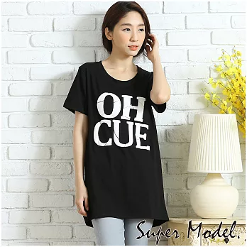 【名模衣櫃】簡約率性．CUE印花T-Shirt-共3色FREE黑