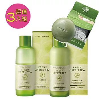 韓國Innisfree+Nature Republic 綠茶系列熱銷3入組