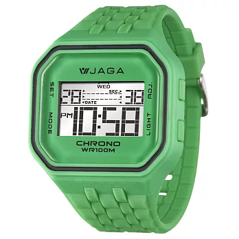 JAGA(捷卡)豪邁帥氣多功能電子錶-M1007-F(綠)