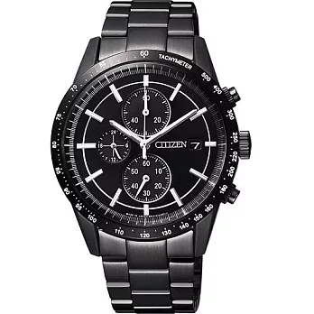 CITIZEN Eco-Drive 黑衣使者高尚計時運動腕錶-黑-CA0455-53E