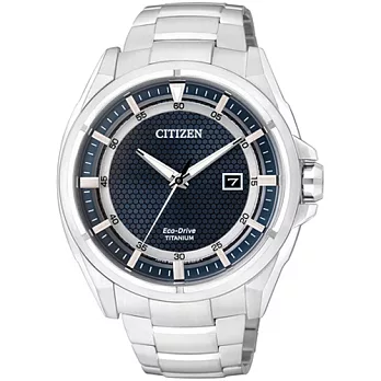 CITIZEN Eco-Drive 好戰勇士光動能優質時尚腕錶-藍面-AW1401-50L