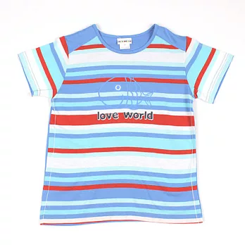 【愛的世界】純棉圓領橫紋短袖T恤-台灣製-150藍色