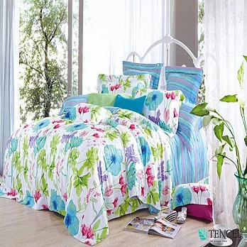 【法式寢飾花季】時尚典藏-加大100%天絲纖維鋪棉兩用被床包組(夏日香氣6*6.2尺)