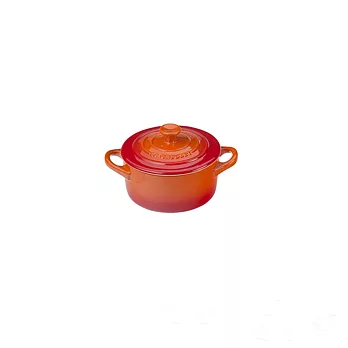 LE CREUSET－迷你圓形瓷器鍋（火焰橘．直徑13.5cm）