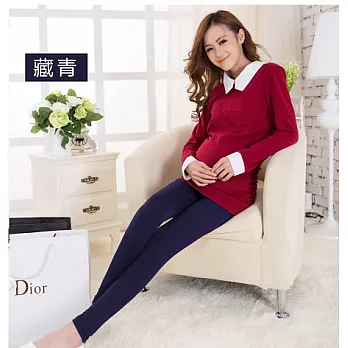 韓國流行舒適棉質繽紛馬卡龍孕婦托腹內搭褲FREE藏青色(深藍色)