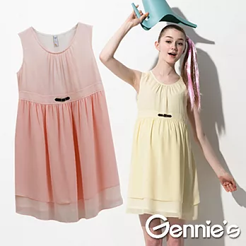 【Gennie’s奇妮】輕甜少女雪紡春夏孕婦洋裝(G1511)粉M粉