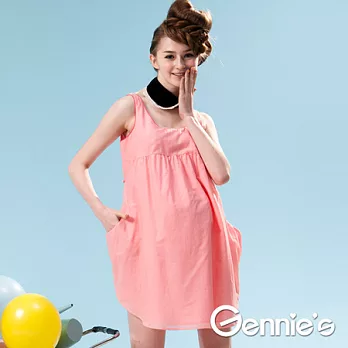 【Gennie’s奇妮】簡單甜美時尚春夏孕婦背心洋裝(G1519)S粉