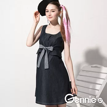 【Gennie’s奇妮】實搭單寧春夏孕婦背心洋裝(G1525)M藍