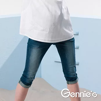 【Gennie’s奇妮】率性時尚款刷色造型孕婦牛仔七分褲(G4513)藍S藍