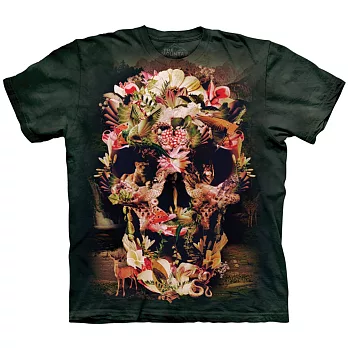 【摩達客】美國進口The Mountain 叢林花骷髏 純棉環保短袖T恤[現貨+預購]S大人版