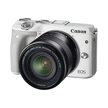 【Canon】EOS M3+18-55mmSTM(公司貨)+32G卡+UV保護鏡+大吹球+拭淨布+拭淨筆+專用相機包-白色