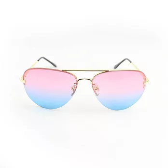 英國NATKIEL-時尚粉藍漸層金色鏡腳太陽眼鏡