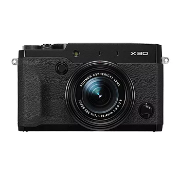 FUJIFILM X30 F2大光圈可翻轉螢幕高階(中文平輸)-加送SD32G記憶卡+單眼相機包+減壓背帶+拭鏡筆+清潔組+高透光保護貼黑色