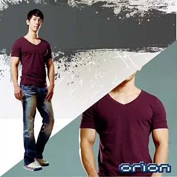 【ORION】彈性棉簡約V領 !! (隆重咖)M隆重咖