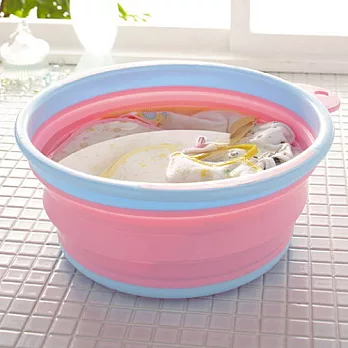 【cecile雜貨】馬卡龍色可折疊式水盆(共4色) 粉紅