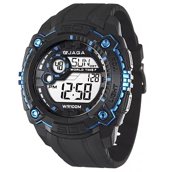 JAGA(捷卡) 運動玩家流線個性多功能電子-M1051-AE(黑藍)