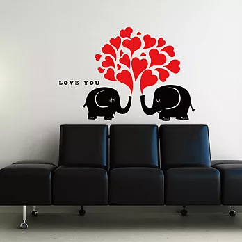 Smart Design 創意無痕壁貼◆戀愛大象紅
