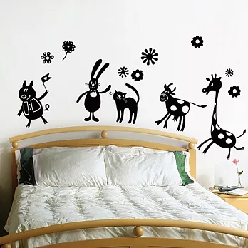Smart Design 創意無痕壁貼◆動物花園B黑