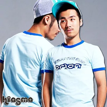 【Kiasma】彈性棉圓領滾邊T(淺藍色)M淺藍色