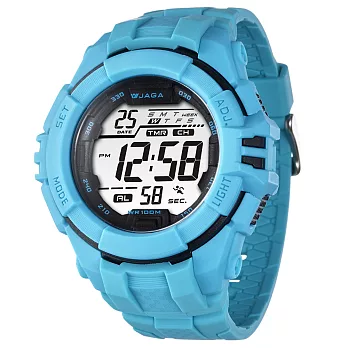 JAGA(捷卡) 帥氣獨特多功能運動電子錶-M1029-EE(淺藍)