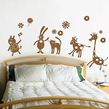 Smart Design 創意無痕壁貼◆動物花園B咖啡