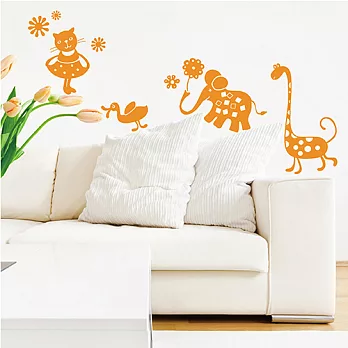 Smart Design 創意無痕壁貼◆動物花園A橘