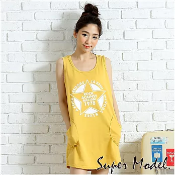 【名模衣櫃】星星圖案運動洋裝-共2款FREE黃