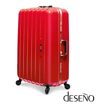 【UH】Deseno - 26吋奢華玫瑰金典藏特仕版 - 輕量級鋁框行李箱26吋 - 紅色