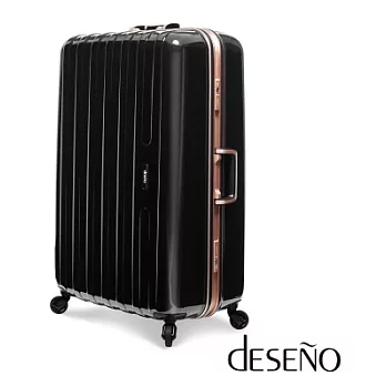 【UH】Deseno - 29吋奢華玫瑰金典藏特仕版 - 輕量級鋁框行李箱29吋 - 黑色