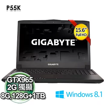 GIGABYTE 技嘉 P55K 15.6吋/i7-4720HQ/8G/128G+1TB/GTX965M 2G獨顯 Win8.1電競筆電