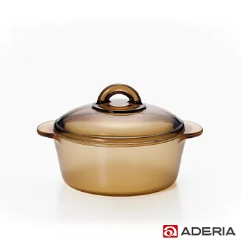 【ADERIA】日本進口陶瓷塗層耐熱玻璃調理鍋1.2L(棕)