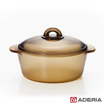 【ADERIA】日本進口陶瓷塗層耐熱玻璃調理鍋2L(棕)