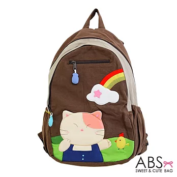 ABS貝斯貓 Rainbow＆Cat拼布雙肩後背包 (咖啡) 88-169