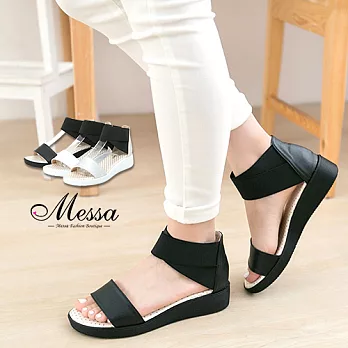 【Messa米莎專櫃女鞋】MIT 前衛風潮舒適一字寬帶內真皮楔型涼鞋-三色35白色