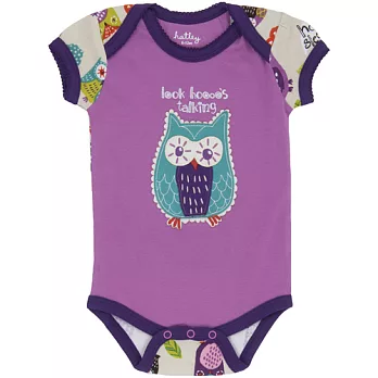 Hatley 短袖連身衣-貓頭鷹6-12M紫