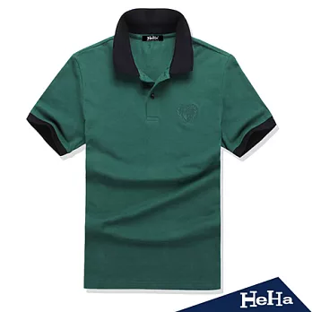 POLO衫 英倫立領T恤短袖上衣 三色-HeHa-M(綠色)