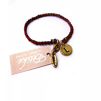 Ettika Initial Leather Bracelet 幸運編織手環 紅皮革字母L