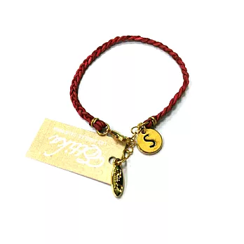 Ettika Initial Leather Bracelet 幸運編織手環 紅皮革字母S