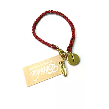 Ettika Initial Leather Bracelet 幸運編織手環 紅皮革字母I